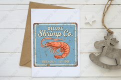Deluxe Shrimp Company Vintage Sign PNG, Coastal Seafood Product Image 3