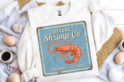 Deluxe Shrimp Company Vintage Sign PNG, Coastal Seafood Product Image 5