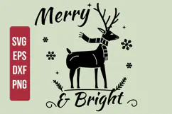 Merry and Bright Christmas Deer SVG Product Image 1