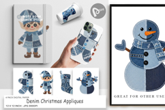 Denim Christmas Appliques Digital Paper Product Image 1