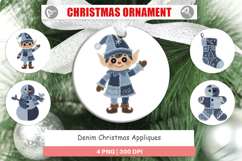 Denim Christmas Appliques Ornament Product Image 1