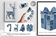 Denim Christmas Appliques Digital Paper Product Image 1