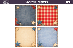 Patriotic Denim Gingham Paper | Rustic Patchwork Background Product Image 2
