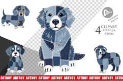 Denim Dog Friends Clipart Product Image 1