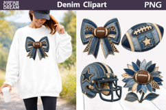 Denim Fall Football Clipart | Autumn Sublimation Product Image 1