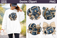 Denim Fall Football Clipart | Autumn Sublimation Product Image 1