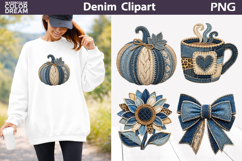 Denim Fall Clipart | Autumn Pumpkin Sublimation Product Image 1