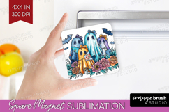 Denim Ghost Halloween Magnet Sublimation Spooky Season Product Image 1