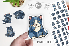 Chubby Kitten Denim Sticker Product Image 1