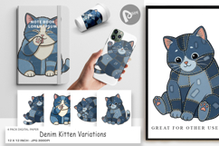 Chubby Kitten Denim Digital Paper Product Image 1