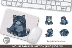 Chubby Kitten Denim Mouse Pad Product Image 1