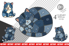 Chubby Kitten Denim Clipart Product Image 1