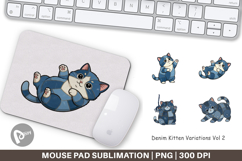 Chubby Kitten Denim Mouse Pad Product Image 1