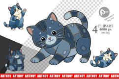 Chubby Kitten Denim Clipart Product Image 1