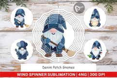 Denim Patch Gnomes Wind Spinner Product Image 1