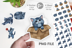 Denim Patchwork Cats Sticker Product Image 1
