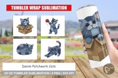 Denim Patchwork Cats Tumbler Product Image 1