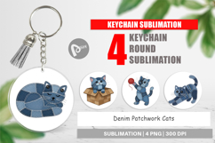 Denim Patchwork Cats Keychain Product Image 1