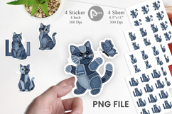 Denim Patchwork Cats Sticker Product Image 1