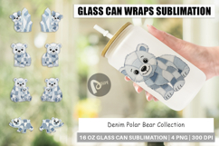 Denim Polar Bears Glass Can Product Image 1