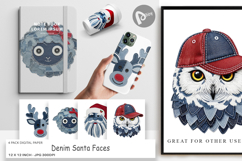 Denim Holiday Faces Digital Paper Product Image 1