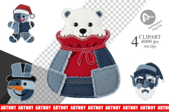 Denim Holiday Faces Clipart Product Image 1