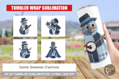 Denim Snowman Collage Tumbler Product Image 1