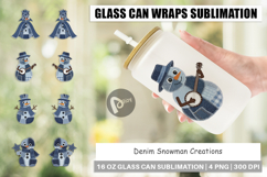 Denim Snowman Collage Glass Can Product Image 1