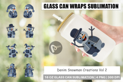 Denim Snowman Collage Glass Can Product Image 1