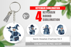 Denim Snowman Collage Keychain Product Image 1