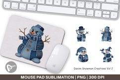 Denim Snowman Collage Mouse Pad Product Image 1