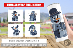 Denim Snowman Collage Tumbler Product Image 1