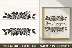 Luxurious dense rose split monogram SVG frame filled with abundant blooming roses, intricate buds, and thick foliage clusters on both sides, designed for premium wedding initials, opulent monograms, Cricut/Silhouette luxury crafts, bridal invitations