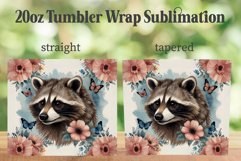 Raccoon 20oz Tumbler Wrap PNG, Flower Raccoon Tumbler PNG Product Image 2