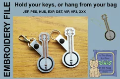 ITH Banjo Vinyl Key Fob or Bag Tag - Snap Tab Product Image 1
