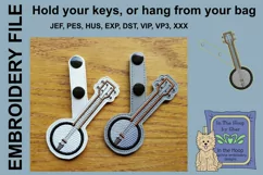 ITH Banjo Vinyl Key Fob or Bag Tag - Snap Tab Product Image 2