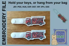 ITH Fire Truck Vinyl Key Fob or Bag Tag - Snap Tab Product Image 2