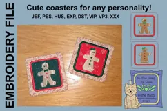 Gingerbread friends Coasters - 4 x 4 and 5 x 7 Hoops Product Image 3