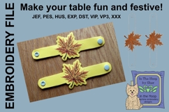 Fall Leaf Napkin Rings - Fall Embroidery Product Image 2