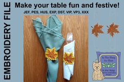 Fall Leaf Napkin Rings - Fall Embroidery Product Image 3
