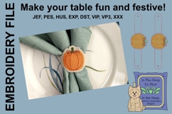Pumpkin Napkin Rings - Fall Embroidery Product Image 1