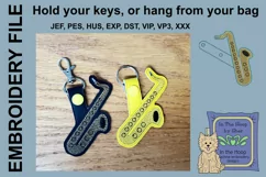 ITH Saxophone Vinyl Key Fob or Bag Tag - Snap Tab Product Image 1