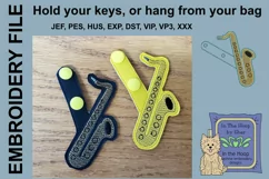 ITH Saxophone Vinyl Key Fob or Bag Tag - Snap Tab Product Image 2