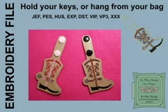 Cowboy Boot Key Fob, Cowboy Boot Embroidery Design Product Image 2