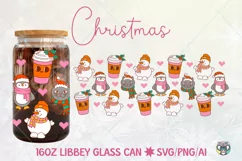 Christmas Glass Wrap Svg, Christmas Libbey Glass Can SVG Product Image 1
