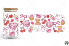 Valentine Libbey Can Wrap SVG PNG, 16OZ Glass Wrap Png Product Image 2