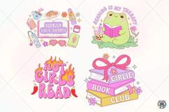 Book Lover Clipart PNG Bundle, Bookish Girlie Stickers Product Image 2