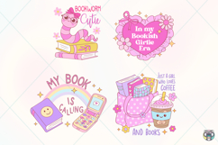 Book Lover Clipart PNG Bundle, Bookish Girlie Stickers Product Image 4