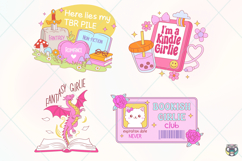 Book Lover Clipart PNG Bundle, Bookish Girlie Stickers Product Image 5