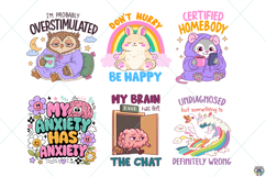 Funny Mental Health PNG SVG Bundle, Motivational Stickers Product Image 6